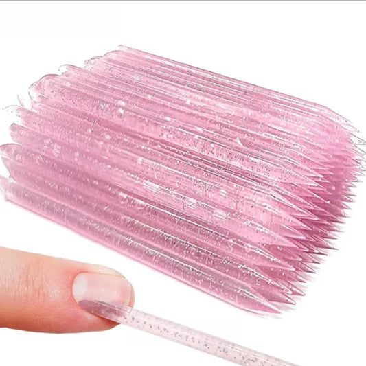 50/100pcs Reusable Double-Ended Crystal Cuticle Pusher – Professional