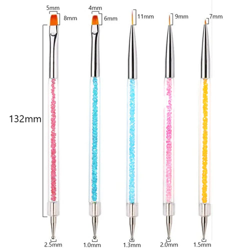 5/20Pcs Nail Art Brush Design Tip Painting Drawing Carving Dotting Pen