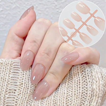 150Pcs Gradient Nude Short Almond Fake Nails XS/S/M Size Glossy Full
