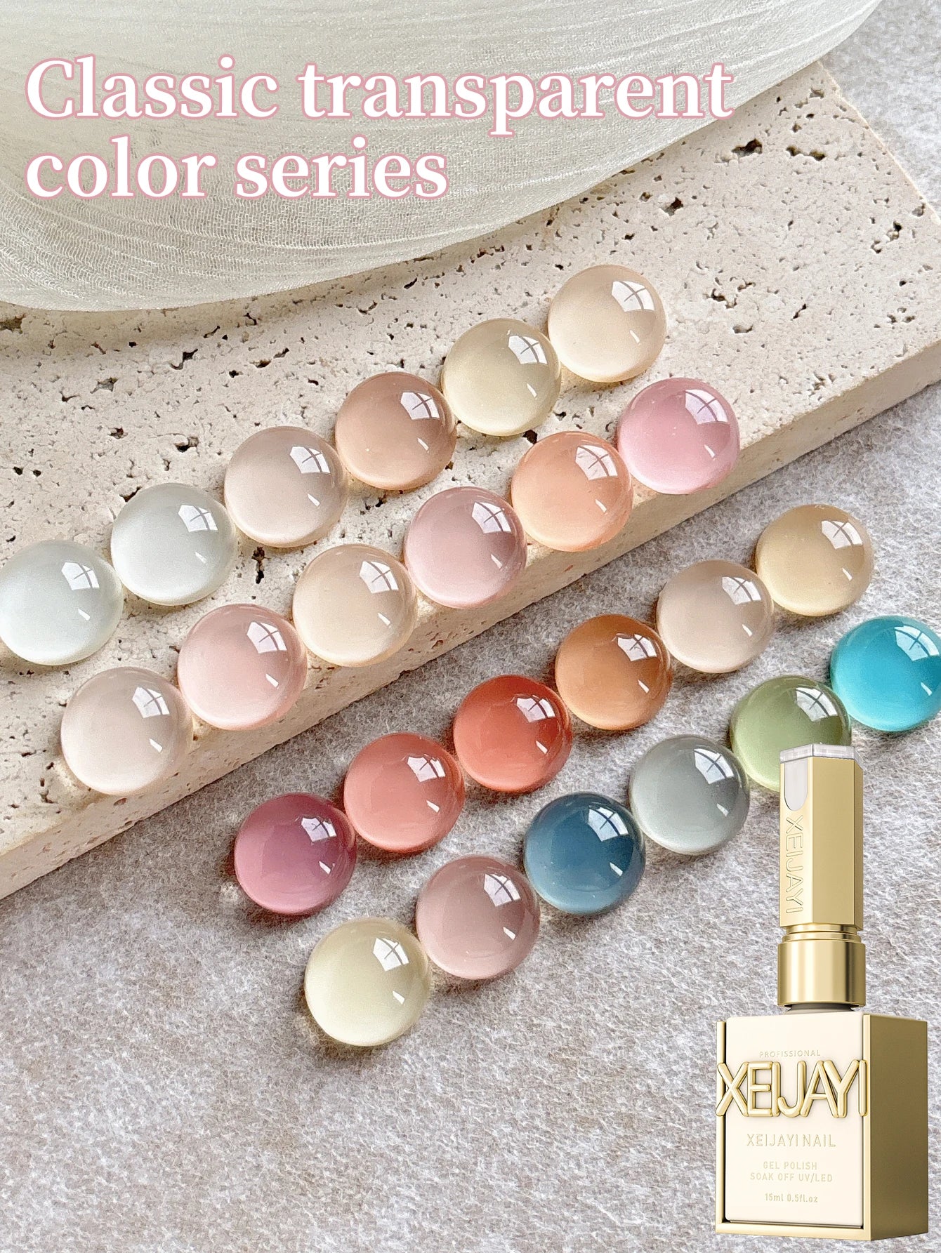 24Pcs 15ML Ice-through Color Gel Nail Polish Semi Permanent Nail Art