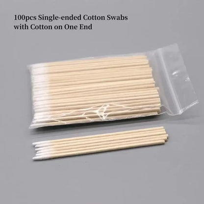 100/300/500 Nails Wooden Tip Cotton Stick Buds Disposable Ultra-Detail