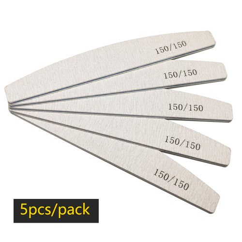 Lurayee Nail File Buffer 100/180 Grit Half Moon Double Side Sandpaper