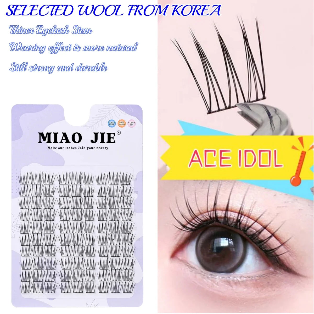 MIAOJIE Cluster Lashes Natural Eyelash extension Volume Individual