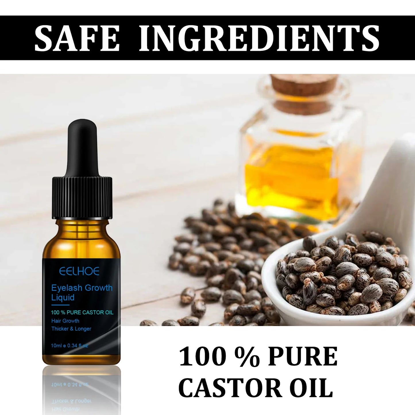 Eyebrows Natural Thick Slender Curl Curl Moist Natural Castor Oil