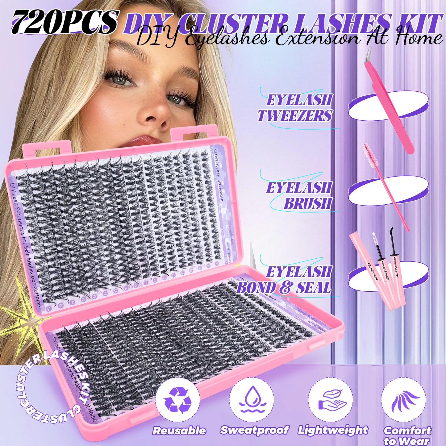 720/200pcs eyelash Extension Kit Fluffy Eyelash Extension kit with