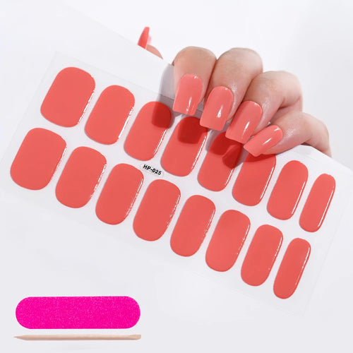 16Tips Semi-Cured Gel Nail Sticker Pure Color UV/LED Lamp Gel Nail
