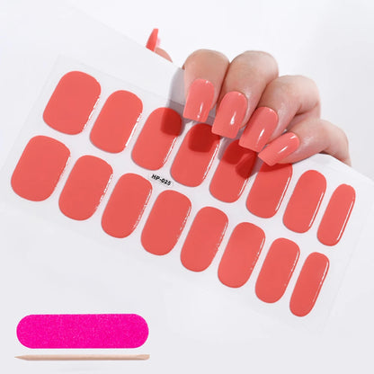 16Tips Semi-Cured Gel Nail Sticker Pure Color UV/LED Lamp Gel Nail