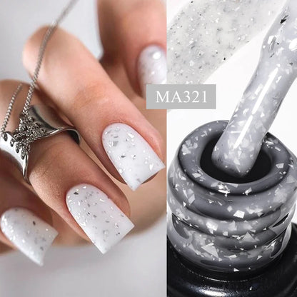 7ml Gold Foils Glitter Rubber Base Gel Nail Gel Polish Self-leveling