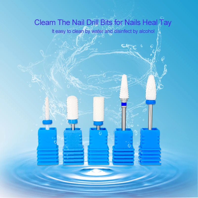 5 Pcs Ceramic Milling Cutter Manicure Nail Drill Bits Electric Nail
