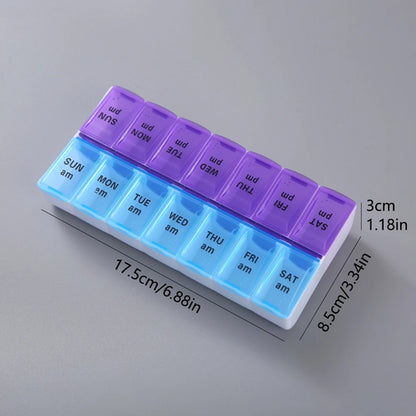 Weekly 14 Grids 7 Days Pill Box Portable Travel  Cases Organizer Pill