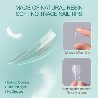 Nailpop 120pcs Acrylic Nails Fake Capsule Short Almond Coffin Square