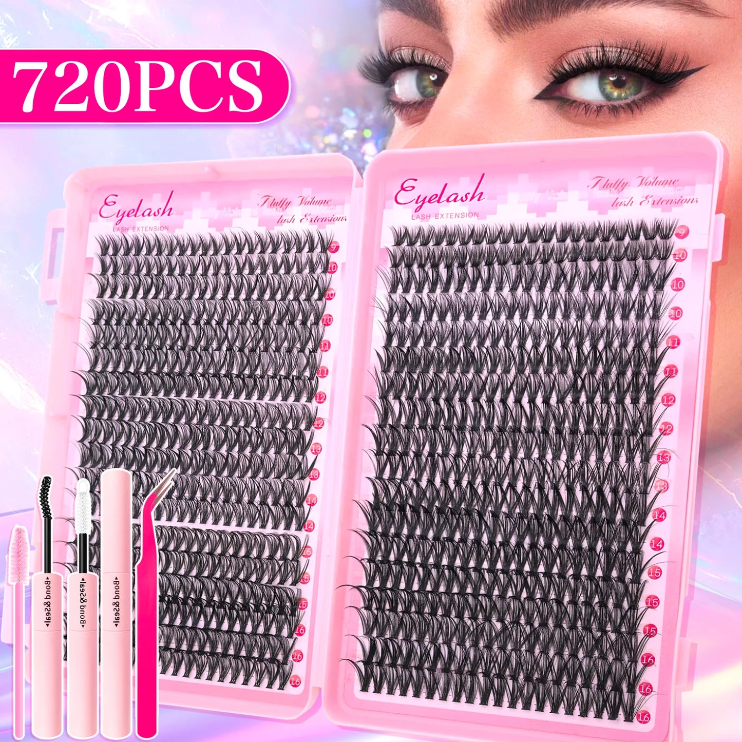 720/200pcs eyelash Extension Kit Fluffy Eyelash Extension kit with