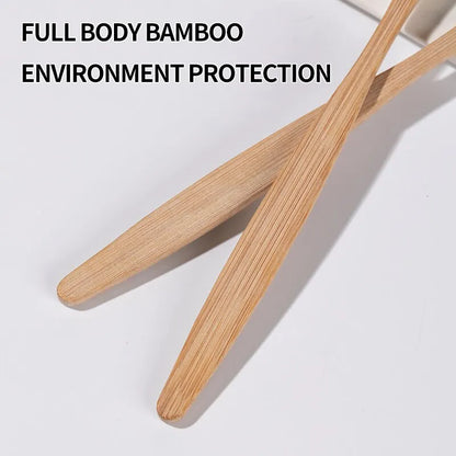 Single Cowhide Wrapped Bamboo Toothbrush Set Natural and