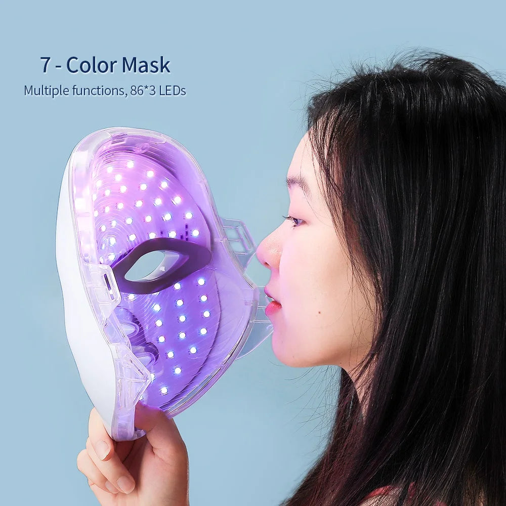 7 Colors Led Facial Mask With Neck Red Light Therapy Mask For Skin