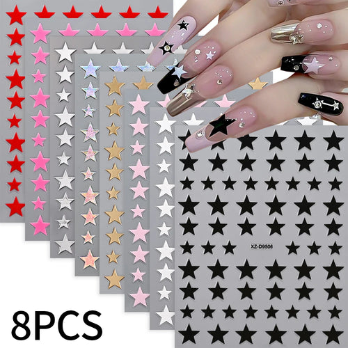 8Colors/Set 3D Love-Heart Nails Stickers Mini Sweet Hearts