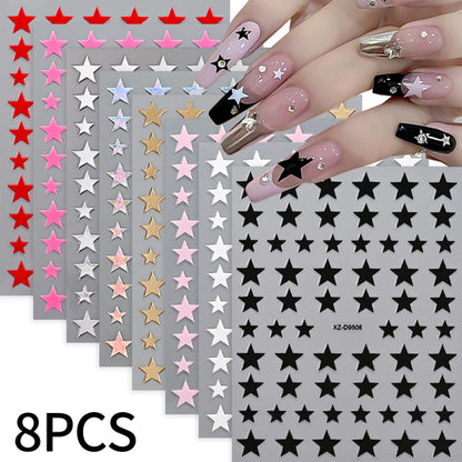 8Colors/Set 3D Love-Heart Nails Stickers Mini Sweet Hearts