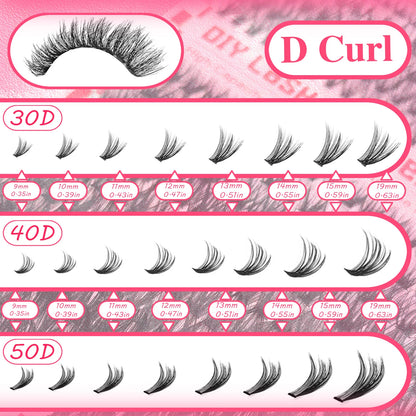 30D40D50D80D DIY Eyelash Extension Kit with Tweezers, Glue and Seal