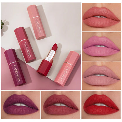 HANDAIYAN 6 Shades Matte Matte Lipstick Velvet Easy Tinting Long-Wear