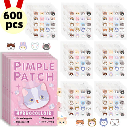 600pieces of cartoon cat acne patches, facial acne patches, concealer