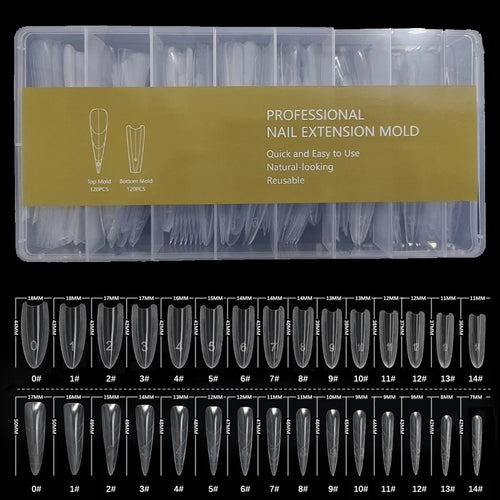 240PCS Sandwich Dual Nail Form Coffin Almond Nail Forms 15Size