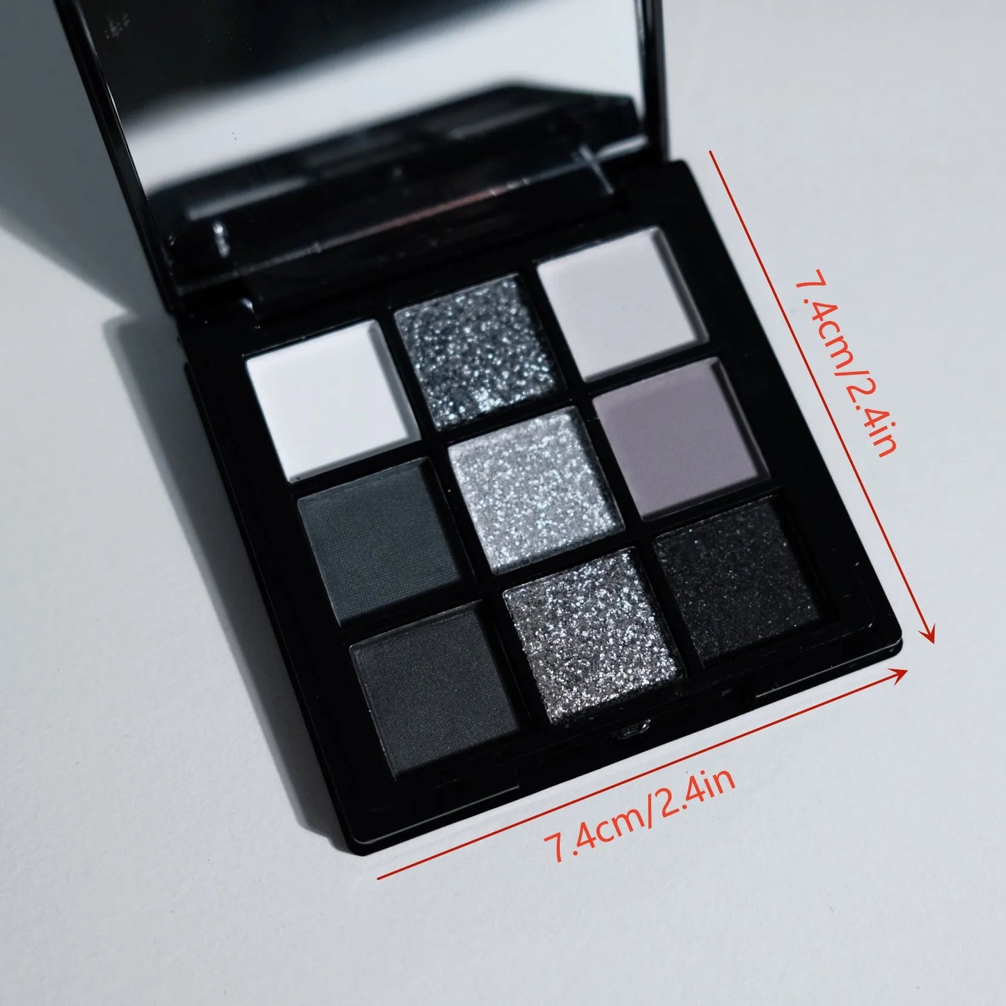 9 Colors Eye shadow Palette, Dark Black Grey Silvery Color Shimmer