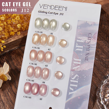Vendeeni 5 Colors/Set Crystal Cat Eye Gel Nail Polish Semi Permanent