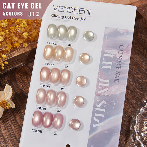 Vendeeni 5 Colors/Set Crystal Cat Eye Gel Nail Polish Semi Permanent
