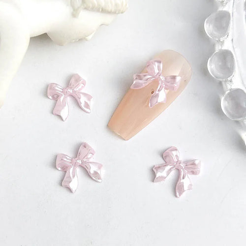 50pcs 3D Aurora Clear Resin Bow Nail Art Charms Cute Butterfly Glitter