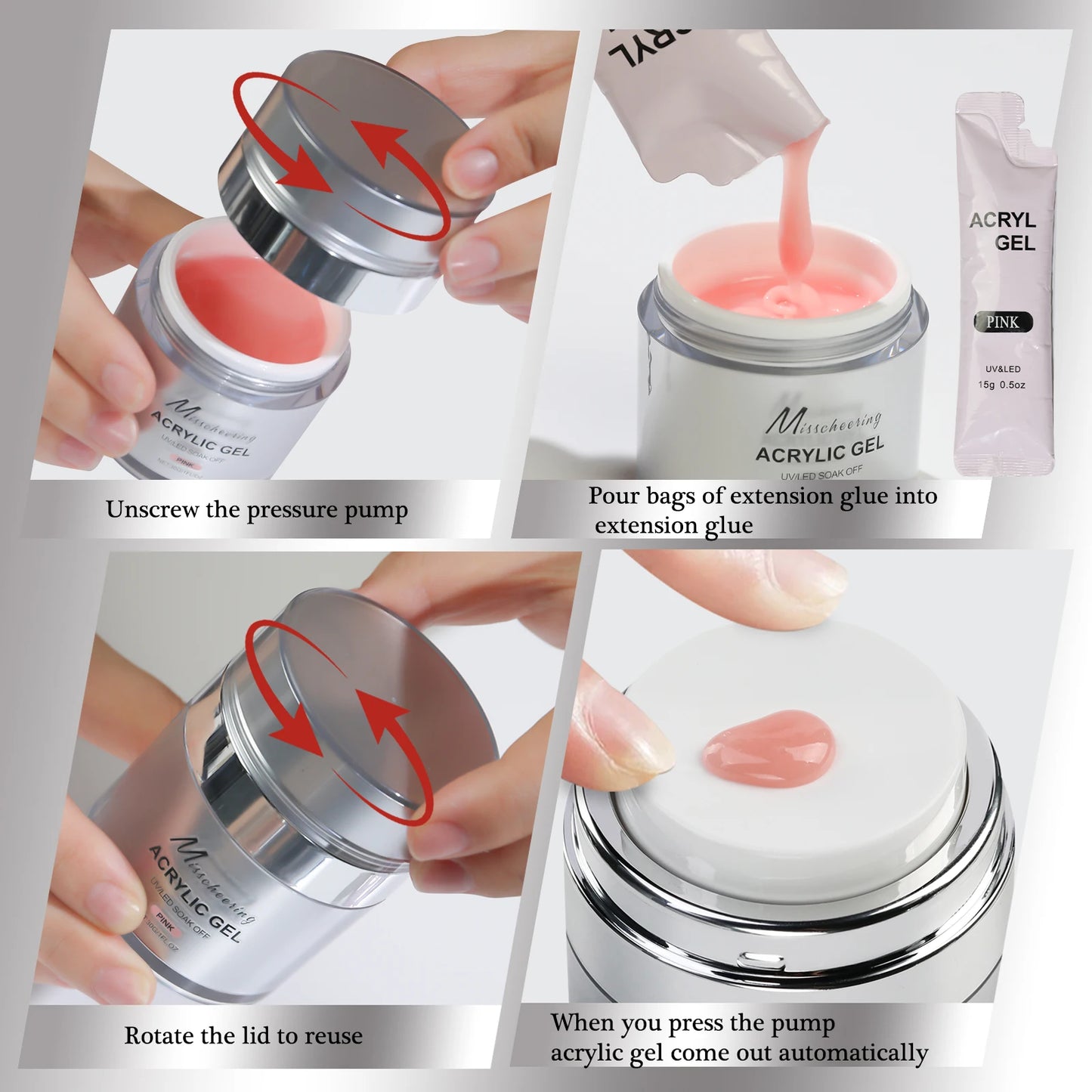 15/30g Quick Builder Nail Gel White Nude Pink Clear Nail Art Extension