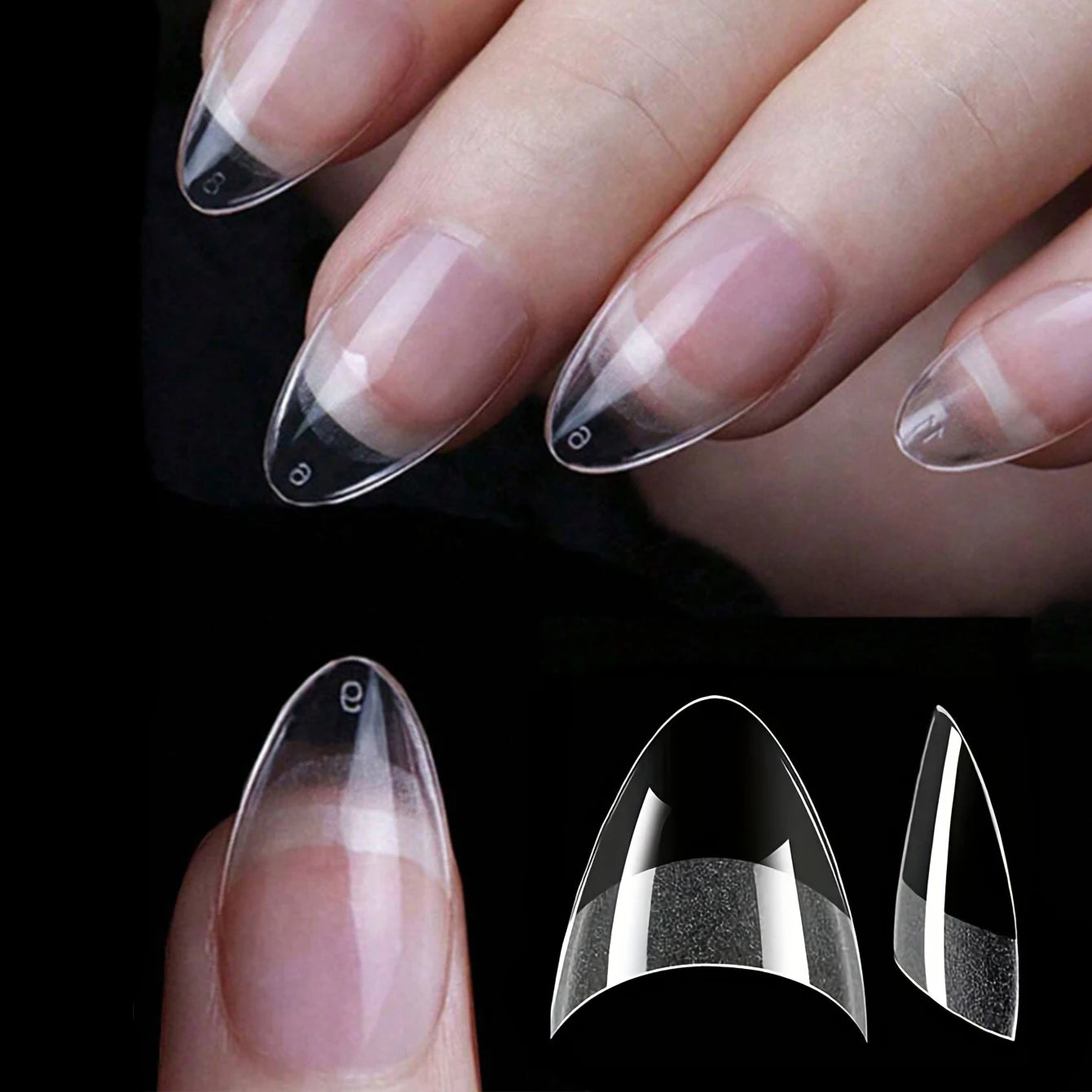 120/240 pcs Half Cover Almond Fake Nails Half Matte Pre Buff Acrylic
