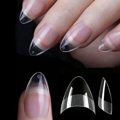 120/240 pcs Half Cover Almond Fake Nails Half Matte Pre Buff Acrylic