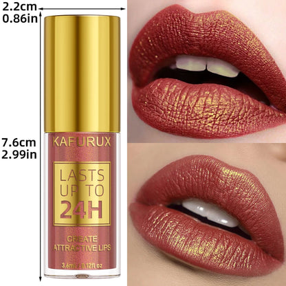 14 Colors Glitter Metallic Lip Glaze Shiny Long Lasting Lip Gloss