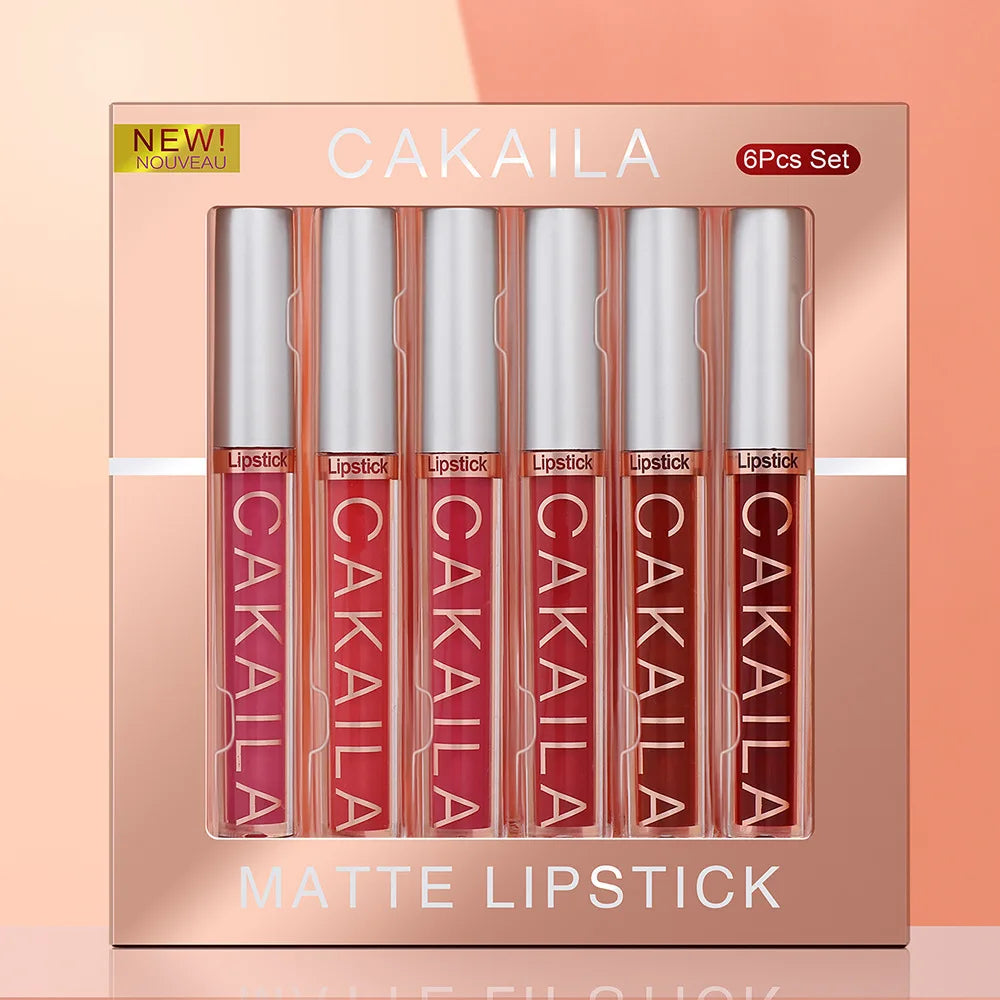 CAKAILA 6-Color Lip Gloss Lipstick Set Liquid Matte Velvet Matte