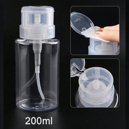 200ML Empty Pump Liquid Alcohol Press Nail Polish Remover Cleaner