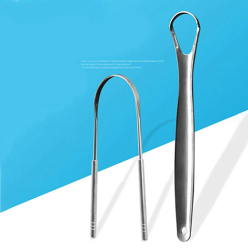 2Pcs Tongue Scraper Stainless Steel Tongue Cleaner Oral Care Hygiene