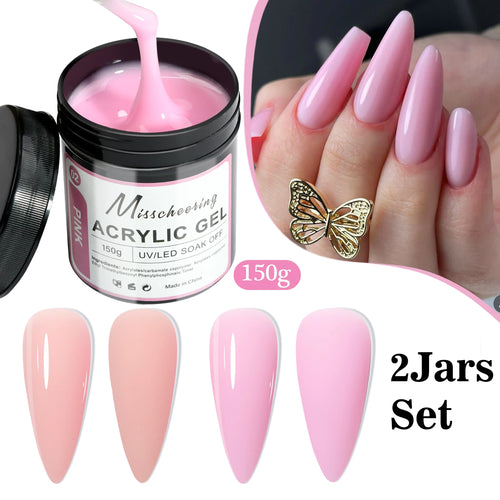 2/3Jars Poly Nail Gel UV LED Cured Builder Nail Gel Set Light Nude