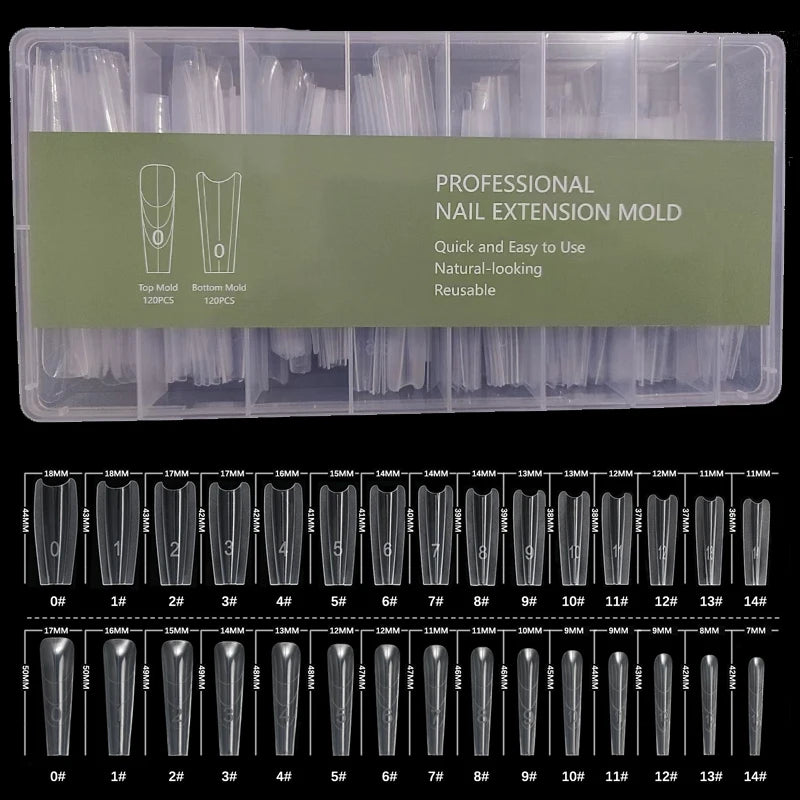 240PCS Sandwich Dual Nail Form Coffin Almond Nail Forms 15Size