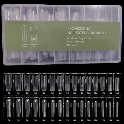 240PCS Sandwich Dual Nail Form Coffin Almond Nail Forms 15Size