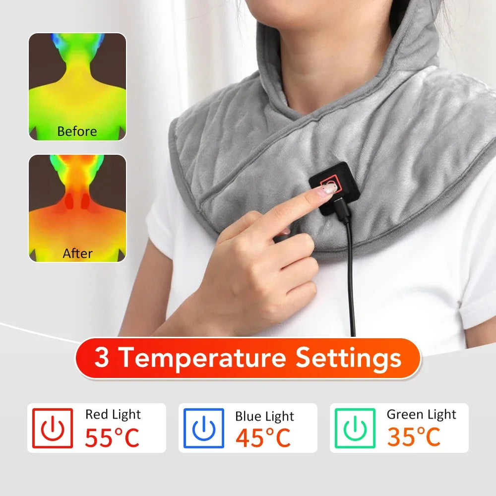 Electric Heating Shoulder Neck Pad USB Heated Back Wrap 3 Heat Level