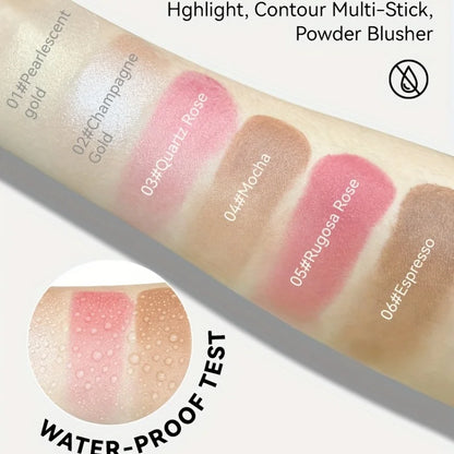 Cream Contour Sticks,Shades with Highlighter & Bronzer & Blush,
