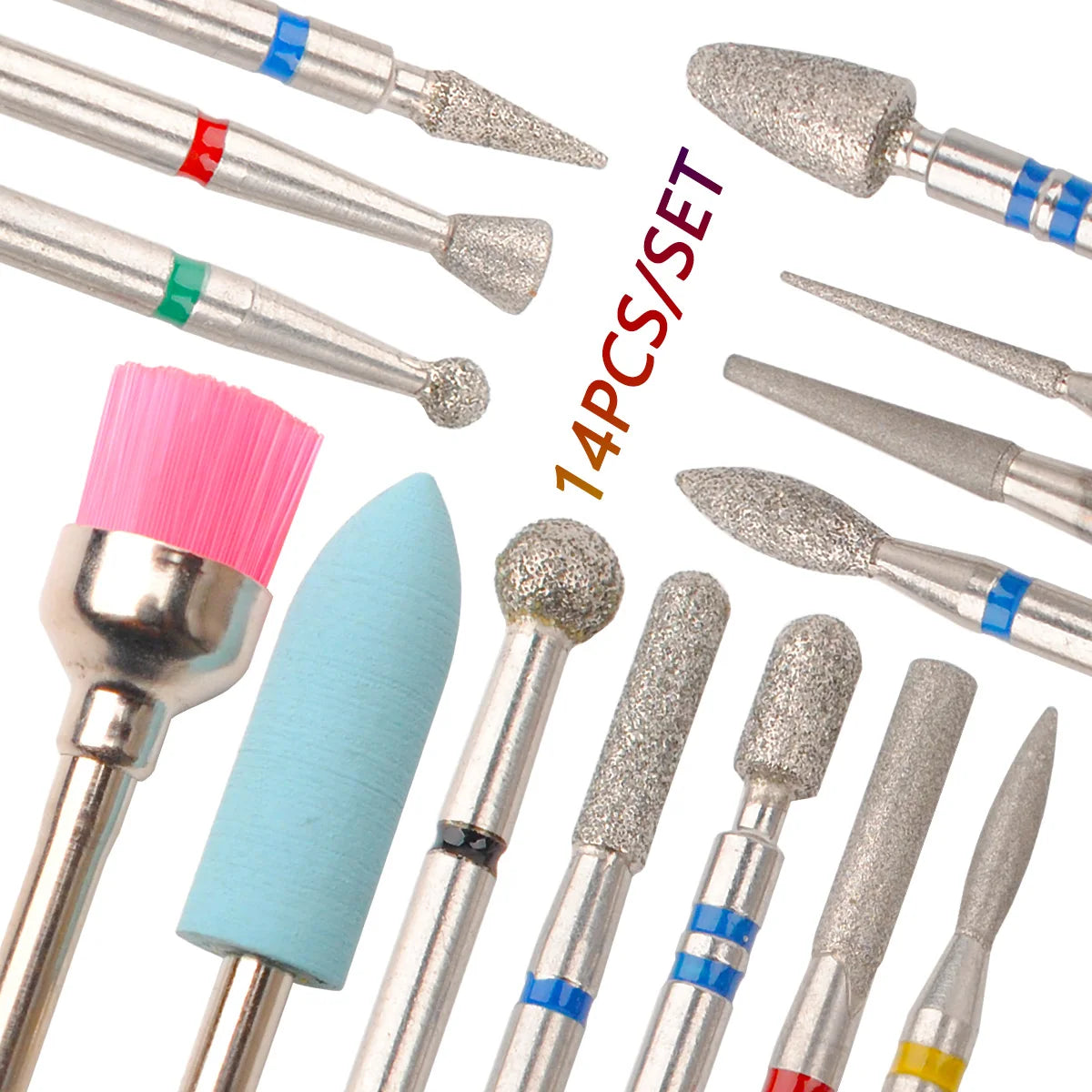14pcs/set Nail Drill Machine Bit Nail Gel Removal Polishing Tools