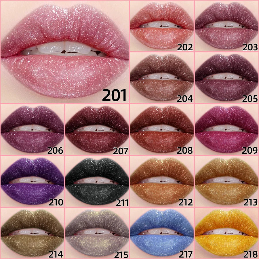 18 Colors Glitter 1pcs Lip Glaze Long Lasting Lip Gloss Waterproof