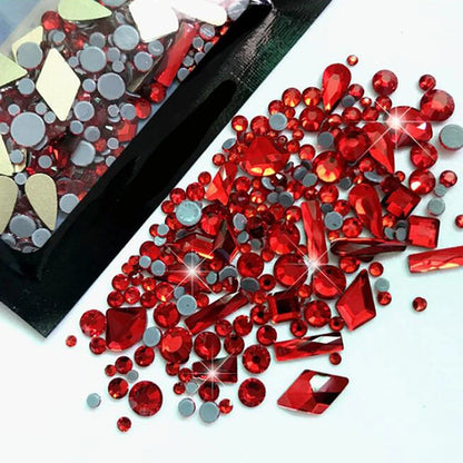 1Bag 3D AB/Clear Mixed-Shaped Round Nail Art Charms Sparkly Flatback