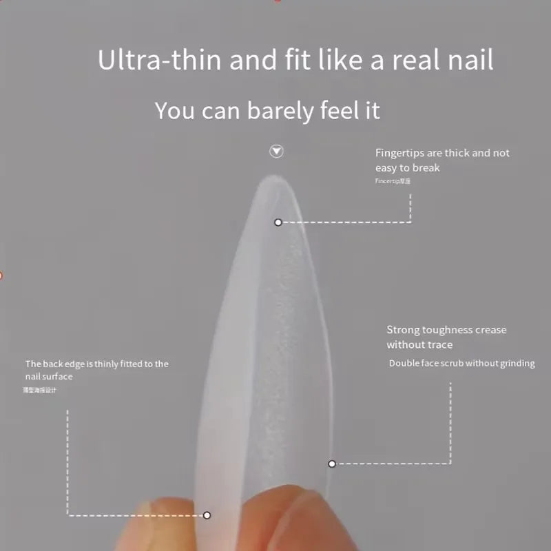 Box of 330 Short Almond Nail Tips - Upgraded Matte Gel Nail Stickers,