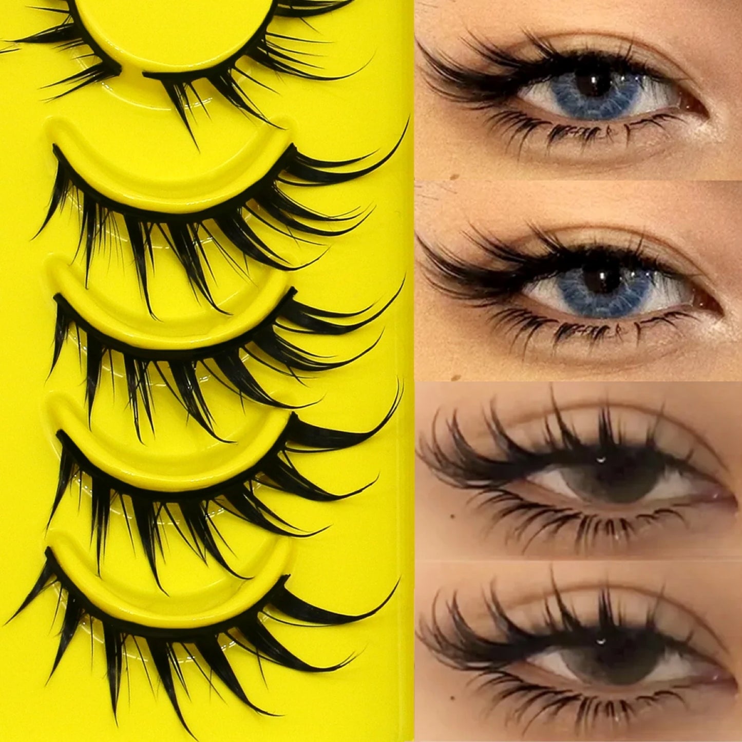 Lasvirey Cat Eye Lashes Manga Lashes Styles 3D Faux Mink Lashes Soft