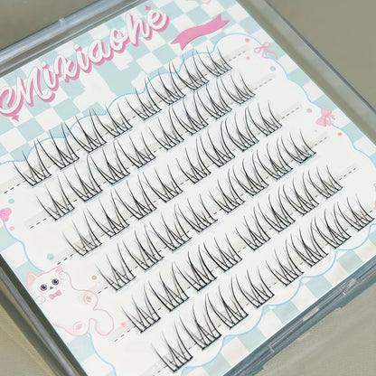 Mixiaohe Glue-Free False Eyelashes 48 Clusters 10-13mm C Curl Beginner