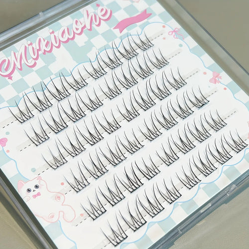 Mixiaohe Glue-Free False Eyelashes 48 Clusters 10-13mm C Curl Beginner