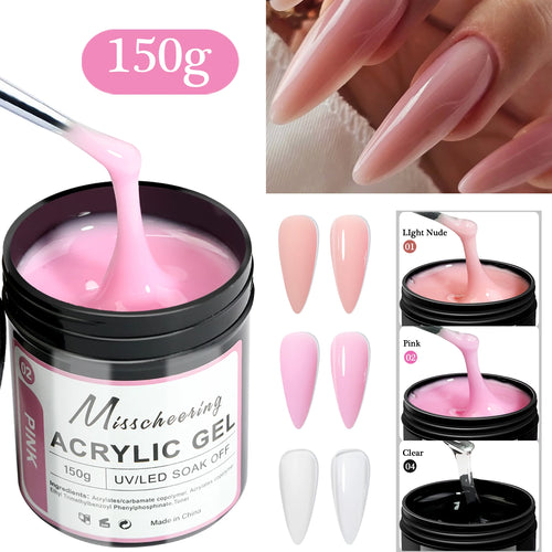 2/3Jars Poly Nail Gel UV LED Cured Builder Nail Gel Set Light Nude