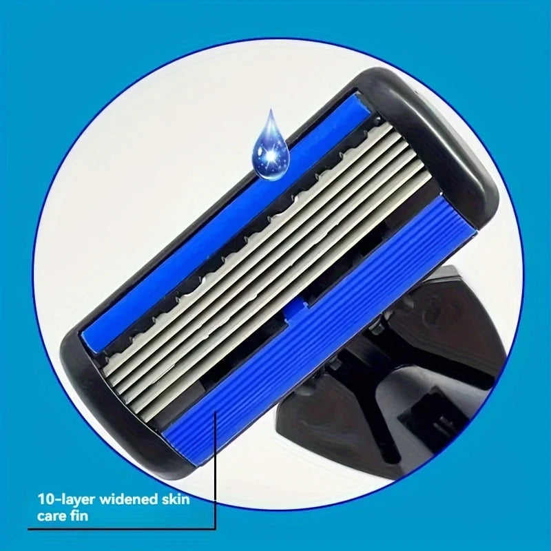 6-layer razor blade, men's stainless steel blade, classic water washed
