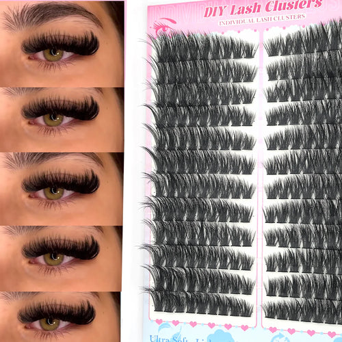 False Eyelashes Natural Wispy Individual Cluster Lashes Easy to Apply